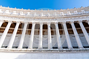 Architectural detail of columns of Vittorio Emanuele II Monument, aka Vittoriano or Altare della Patria. Rome, Italy