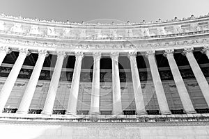 Architectural detail of columns of Vittorio Emanuele II Monument, aka Vittoriano or Altare della Patria. Rome, Italy