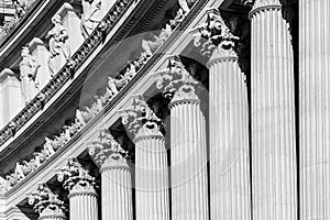 Architectural detail of columns of Vittorio Emanuele II Monument, aka Vittoriano or Altare della Patria. Rome, Italy