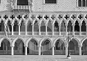 Architectural detail of Doge's palace in St Mark's Square in Venice (Palazzo Ducale), Italy