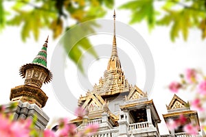 Architectural detail from exterior view of the Buddhist temple,