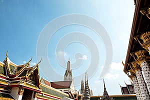 Architectural detail from exterior view of the Buddhist temple,