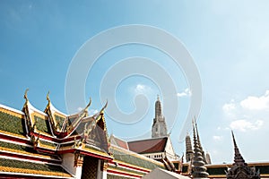 Architectural detail from exterior view of the Buddhist temple,