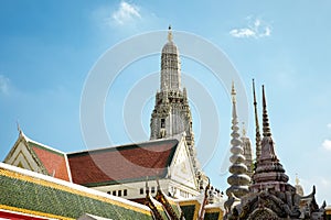 Architectural detail from exterior view of the Buddhist temple,