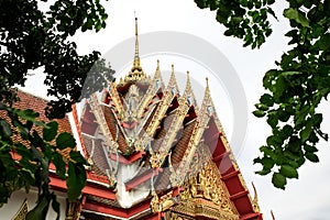 Architectural detail from exterior view of the Buddhist temple i