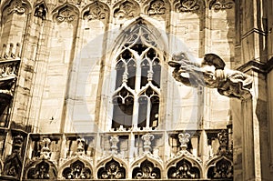 Architectural detail of the famous Milan Cathedral in Italy