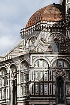 Architectural detail of Florence`s cathedral in Italy