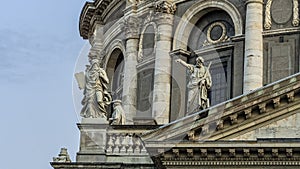 Architectural detail of Frederik's Church also known as The Marble Church's sculptures.