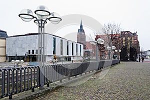 Architectural detail of the GÃ¶ttingen Seven Monument in Hannover, Germany