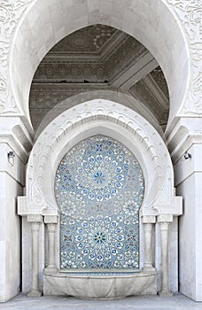 Architectural detail of The Hassan II Mosque, Casablanca, Morocco.