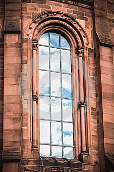 Architectural detail of The Johanneskirche Church in Freiburg im Breisgau, Germany