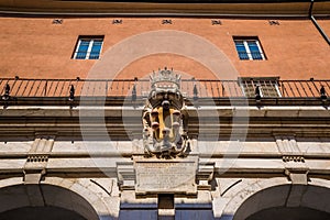 Architectural detail of the Logge di Banchi gallery hall in Pisa, Italy photo