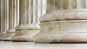 Architectural detail of marble ionic order columns