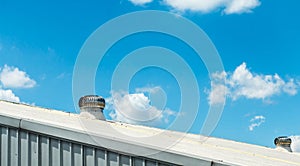 Architectural detail of metal roofing on commercial construction