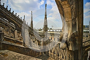 Architectural detail of Milan cathedral