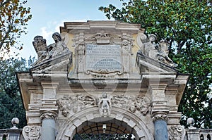 Architectural detail - Gate of Montecavallo Garden - landmark attraction in Rome, Italy photo