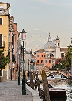 Architectural detail of an old charming street in Venice, Italy