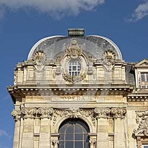 Architectural detail of the opera building of Calais, France