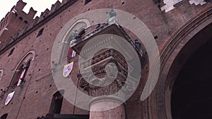 Architectural detail of the Palazzo del Municipio in Ferrara in Italy