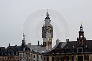 Architectural detail of the Place du GÃ©nÃ©ral-de-Gaulle in Lille, France