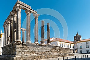 Architectural detail of the Roman temple of Evora in Portugal or Temple of Diana photo