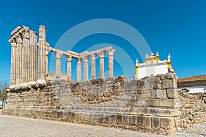 Architectural detail of the Roman temple of Evora in Portugal or Temple of Diana. It is a UNESCO World Heritage Site photo