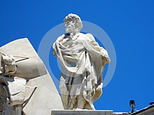 Architectural detail of San Pietro Square, Rome, Italy