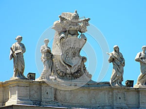Architectural detail of San Pietro Square, Rome, Italy