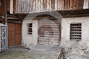 Architectural detail in Tonadico town, Primiero San Martino di Castrozza. Italy, Europe.