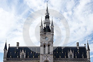 Architectural detail of the town hall of Sint-Niklaas in Belgium