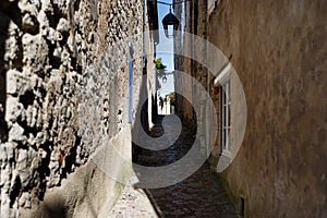 Architectural detail of typical houses in Monflanquin, France