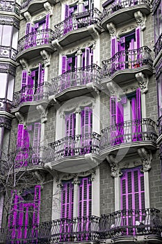 Architectural detail from the typical ornate buildings of Barcelona, Spain