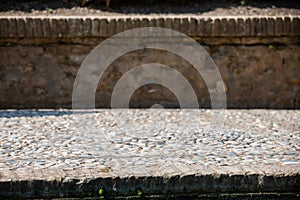 Architectural details of the Alhambra fortified palace complex and Granada city