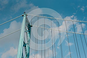 Architectural details of the Ambassador Bridge, in Detroit, Michigan photo