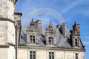 Architectural details of a beautifully decorated medieval chateau in France