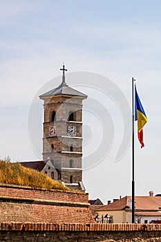 Architectural details of cathedral. View of church in Alba Iulia, Romania, 2021