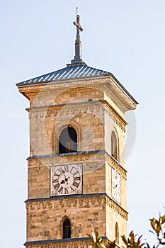 Architectural details of cathedral. View of church in Alba Iulia, Romania, 2021