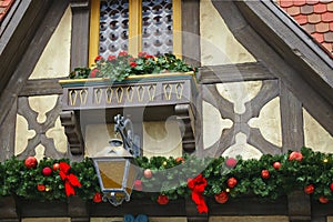Architectural details with christmas decoration