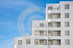 Architectural details of a contemporary white building