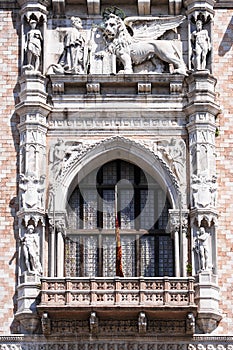 Architectural details of the Doge`s Palace in Venice