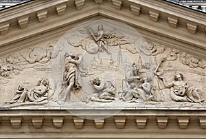 Architectural details on the famous Karls kirche in Vienna photo