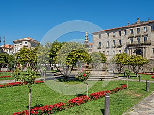 Architectural details of the historic centre of Pontevedra.. Galicia, Spain