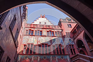 Architectural details inside the Rathaus Town Hall  at Basel Switzerland