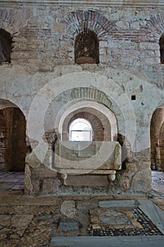 Architectural details inside Saint Nicholas church in Myra, Turkey