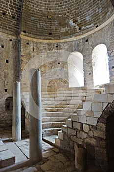 Architectural details inside Saint Nicholas church in Myra, Turkey