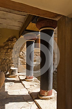 Architectural details of Knossos palace near Heraklion, island of Crete