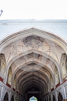 Architectural details of Lal Qila - Red Fort situated in Old Delhi, India, View inside Delhi Red Fort the famous Indian landmarks