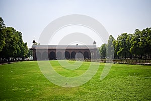 Architectural details of Lal Qila - Red Fort situated in Old Delhi, India, View inside Delhi Red Fort the famous Indian landmarks