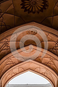 Architectural details of Lal Qila - Red Fort situated in Old Delhi, India, View inside Delhi Red Fort the famous Indian landmarks