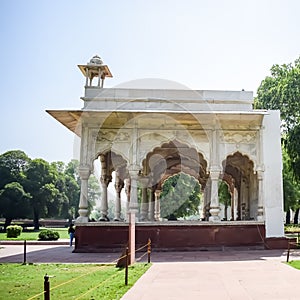 Architectural details of Lal Qila - Red Fort situated in Old Delhi, India, View inside Delhi Red Fort the famous Indian landmarks